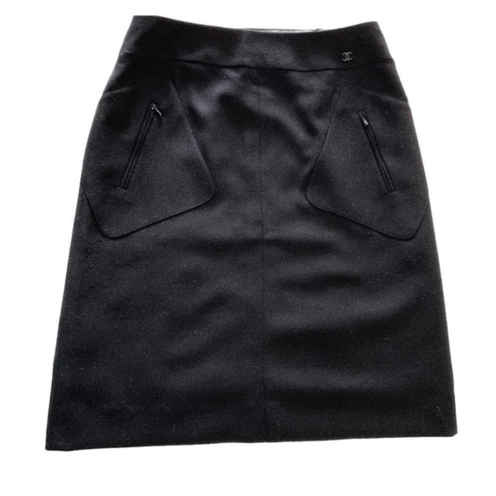 Chanel Wool Asymmetrical Pocket Skirt